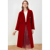 Long pure wool coat with a suit collar